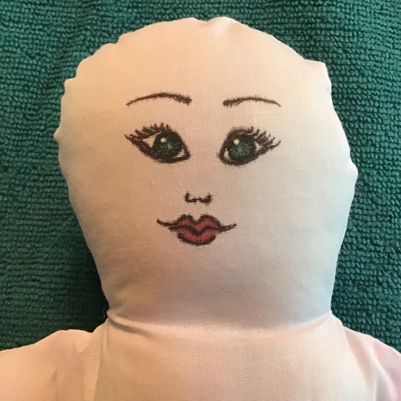 Hand Painted Face Soft Cloth Doll with Red Tights 18” length - Picture 4 of 8